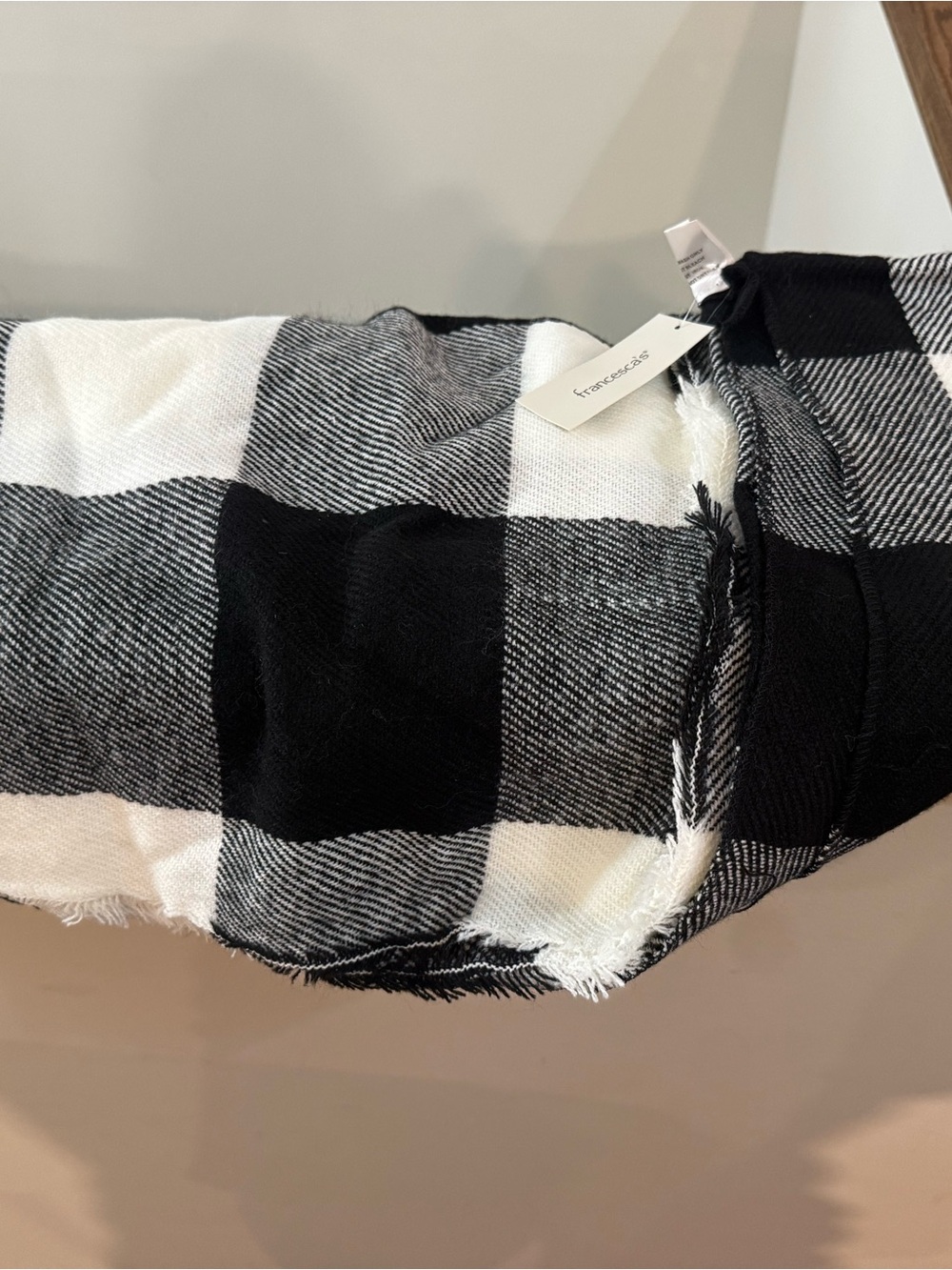 Francesca's Collections Black & White Plaid Poncho Shrug
